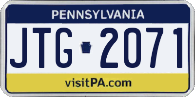 PA license plate JTG2071