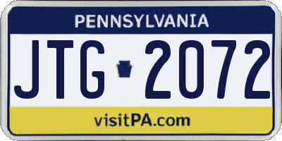 PA license plate JTG2072