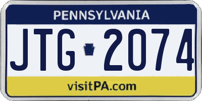 PA license plate JTG2074