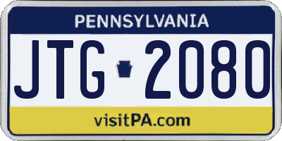 PA license plate JTG2080