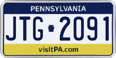 PA license plate JTG2091