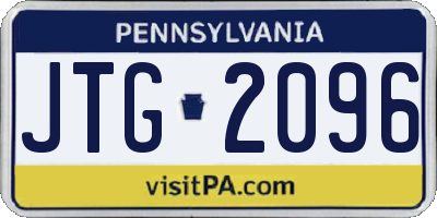 PA license plate JTG2096