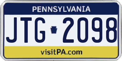 PA license plate JTG2098