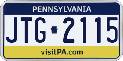 PA license plate JTG2115