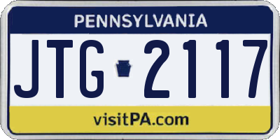 PA license plate JTG2117