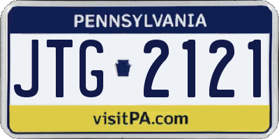 PA license plate JTG2121