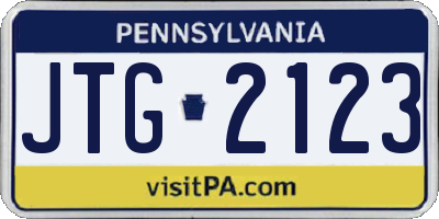 PA license plate JTG2123