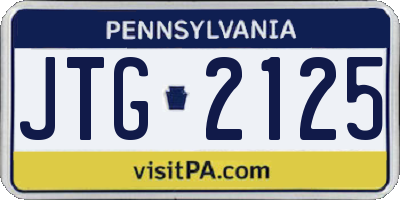 PA license plate JTG2125
