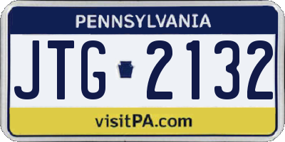 PA license plate JTG2132