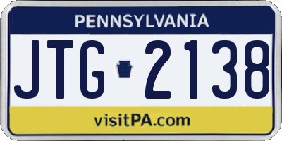 PA license plate JTG2138