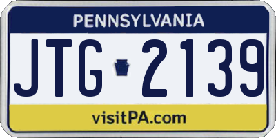 PA license plate JTG2139