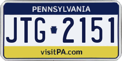 PA license plate JTG2151