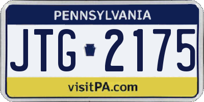 PA license plate JTG2175