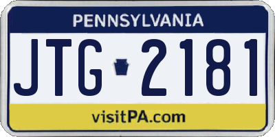 PA license plate JTG2181