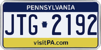 PA license plate JTG2192