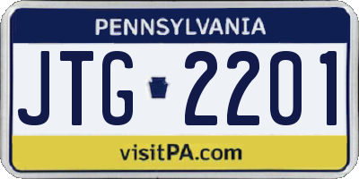 PA license plate JTG2201