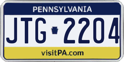 PA license plate JTG2204