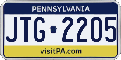 PA license plate JTG2205
