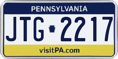 PA license plate JTG2217