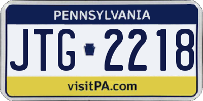 PA license plate JTG2218