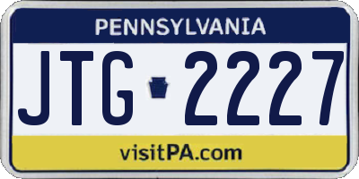 PA license plate JTG2227
