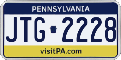 PA license plate JTG2228