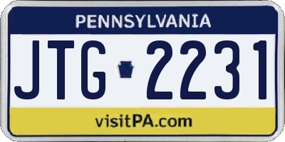 PA license plate JTG2231