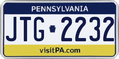 PA license plate JTG2232