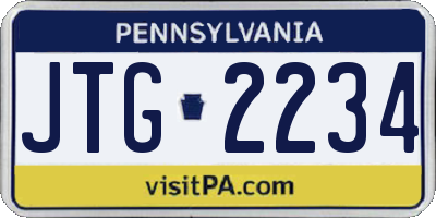 PA license plate JTG2234