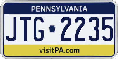 PA license plate JTG2235