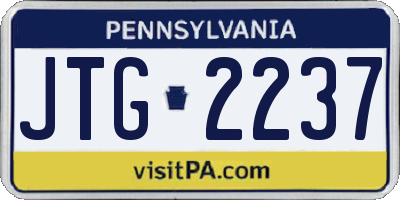 PA license plate JTG2237