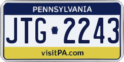 PA license plate JTG2243
