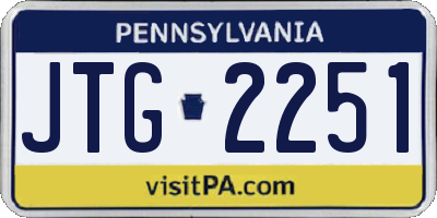 PA license plate JTG2251