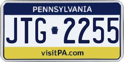 PA license plate JTG2255
