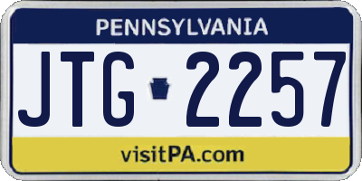 PA license plate JTG2257