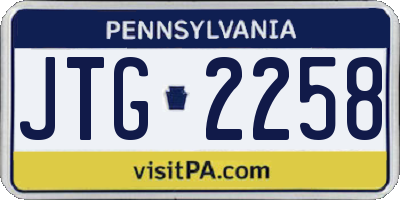 PA license plate JTG2258