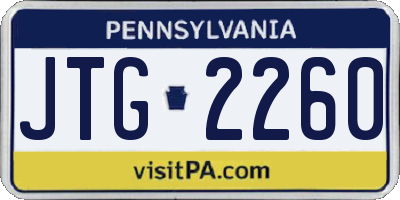 PA license plate JTG2260
