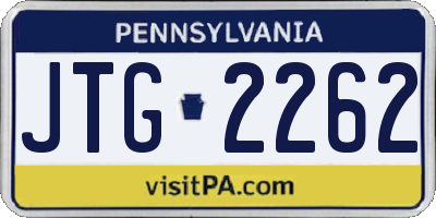 PA license plate JTG2262