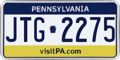 PA license plate JTG2275