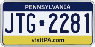 PA license plate JTG2281