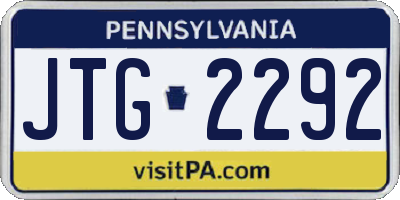 PA license plate JTG2292