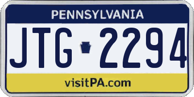 PA license plate JTG2294