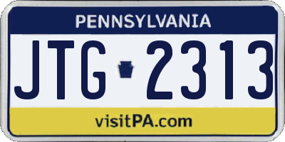 PA license plate JTG2313
