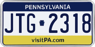 PA license plate JTG2318