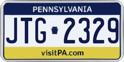 PA license plate JTG2329