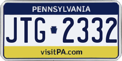 PA license plate JTG2332