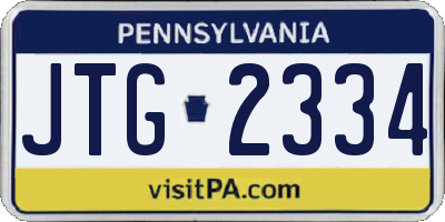 PA license plate JTG2334