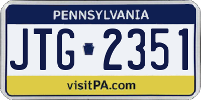 PA license plate JTG2351