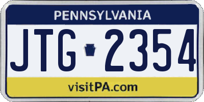 PA license plate JTG2354
