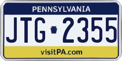 PA license plate JTG2355